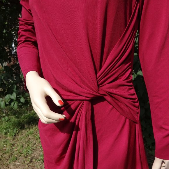 Cranberry Stretch Twist Dress H by Halston NWOT - Picture 5 of 6